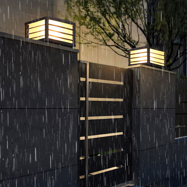 Black Square Solar Wall Light for Outdoor Fence Installation