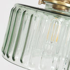 Round Ceiling Pendant Light with Textured Glass and Brass Finish