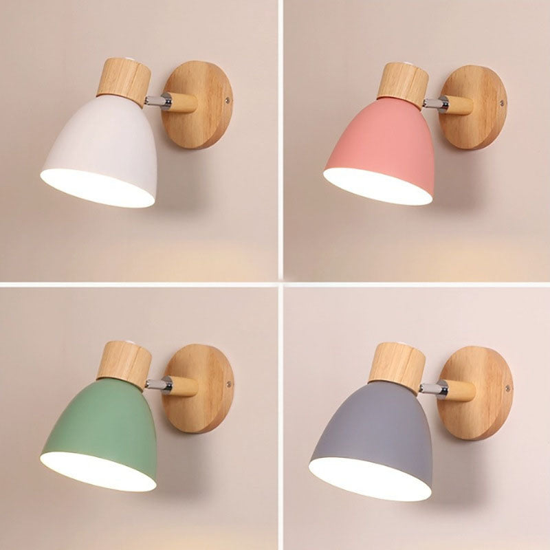 Wood and Iron Macaron Lamp – Contemporary Minimalist Wall Light