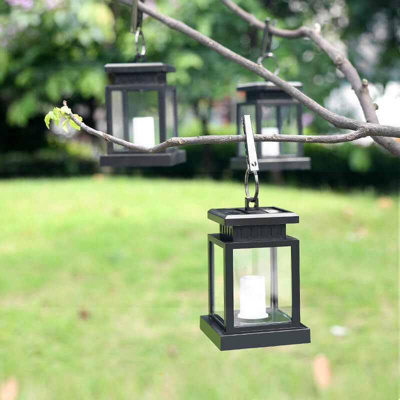 LED Candle Lantern for Outdoors - Solar-Powered with Glass Panels