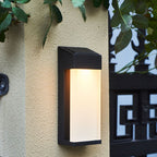 Rectangular Glass Shade Solar Wall Light in Black Metal