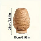 Bamboo Woven Bedside Lamp – Dimmable Table Light with USB Connection