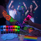 UV Reactive Body Paint Set for Parties and Festivals - Glow in the Dark