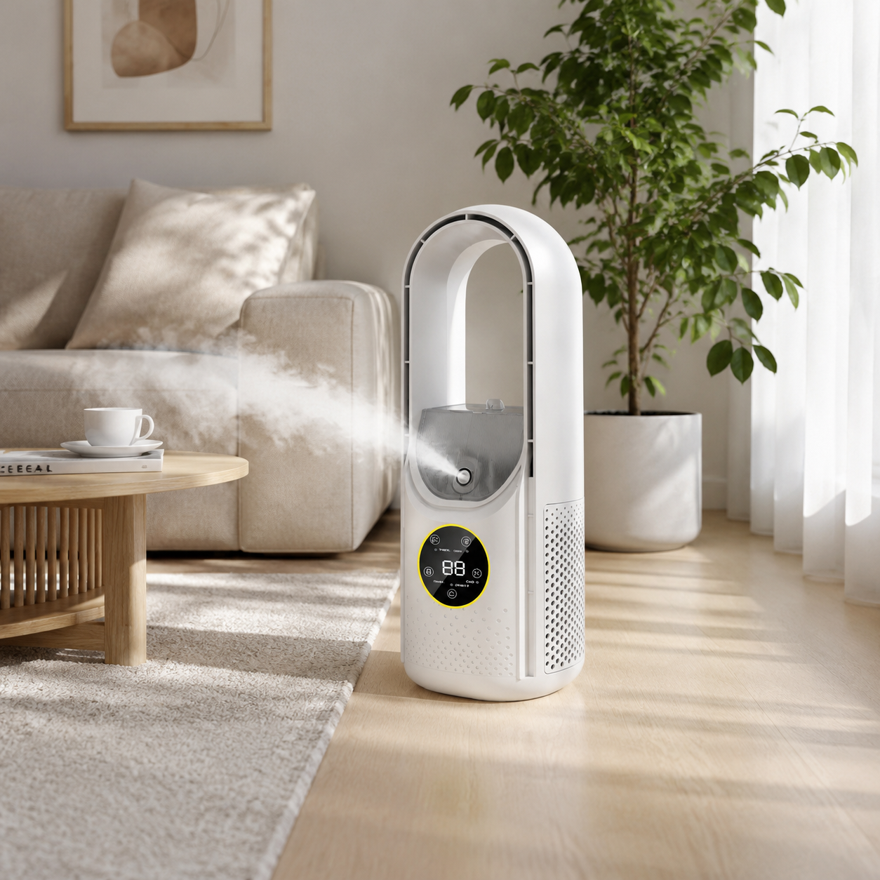 Bladeless 6-Speed Humidifying Tower Fan (30 cm)