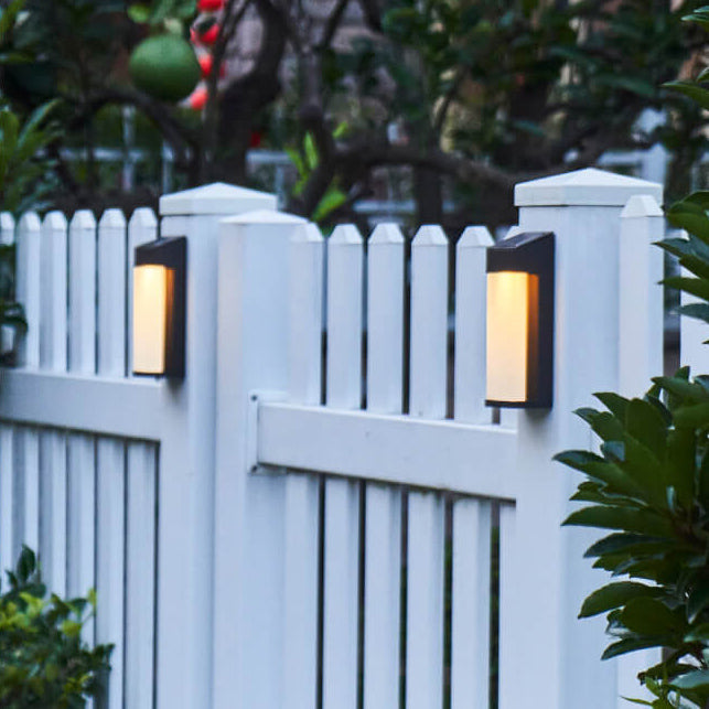 Rectangular Glass Shade Solar Wall Light in Black Metal