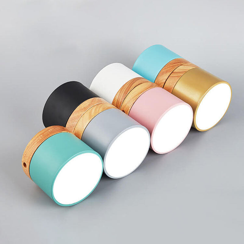 Flush Mount LED Ceiling Light with Wooden Accent in Scandinavian Style