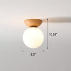 Minimalist Wood and Glass Ceiling Light in Japanese Style