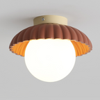Modern Flush Mount Ceiling Light for Hallway – Glass and Metal Design