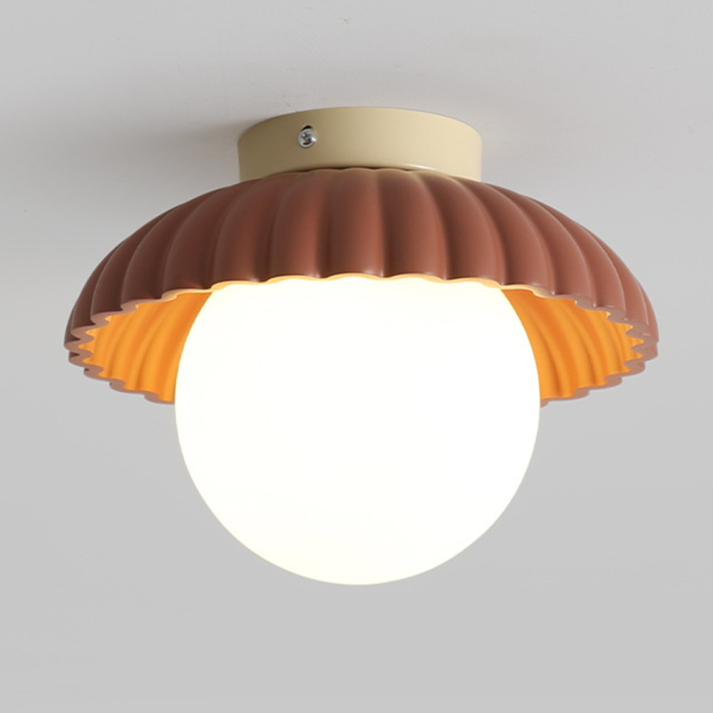 Modern Flush Mount Ceiling Light for Hallway – Glass and Metal Design