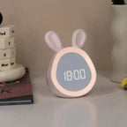 Children's Alarm Clock Rabbit Night Light USB Rechargeable Stepless Dimming