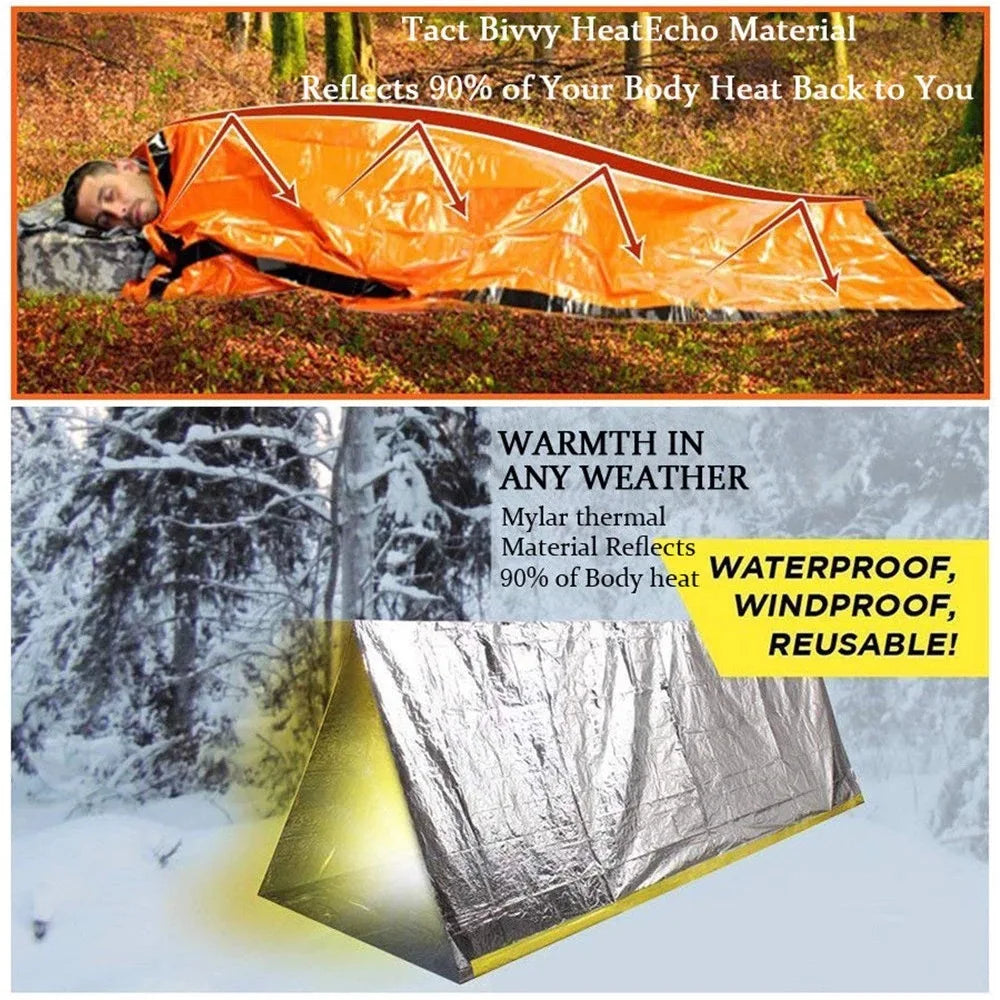 Emergency Sleeping Bag Reflective & Waterproof Packable Pouch
