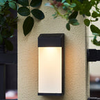 Rectangular Glass Shade Solar Wall Light in Black Metal