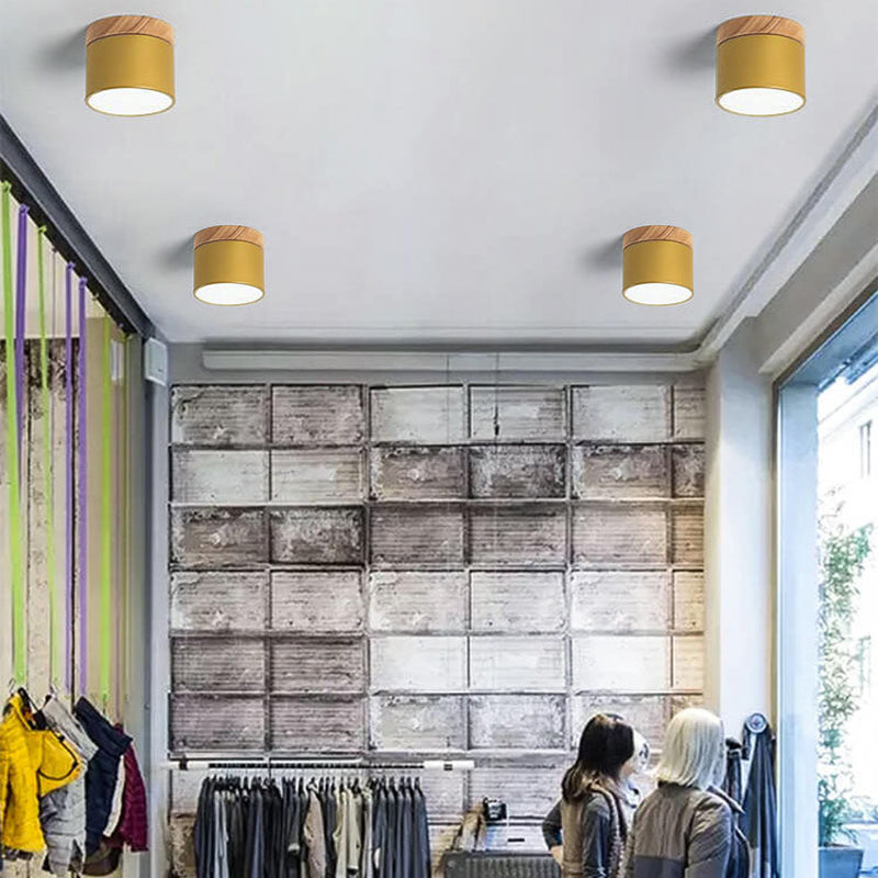 Flush Mount LED Ceiling Light with Wooden Accent in Scandinavian Style