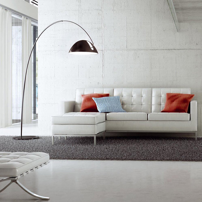 Arc Shaped Floor Lamp in Black Metal with Circular Base
