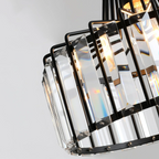 Elegant Hanging Light Fixture with Black Crystal Pendant