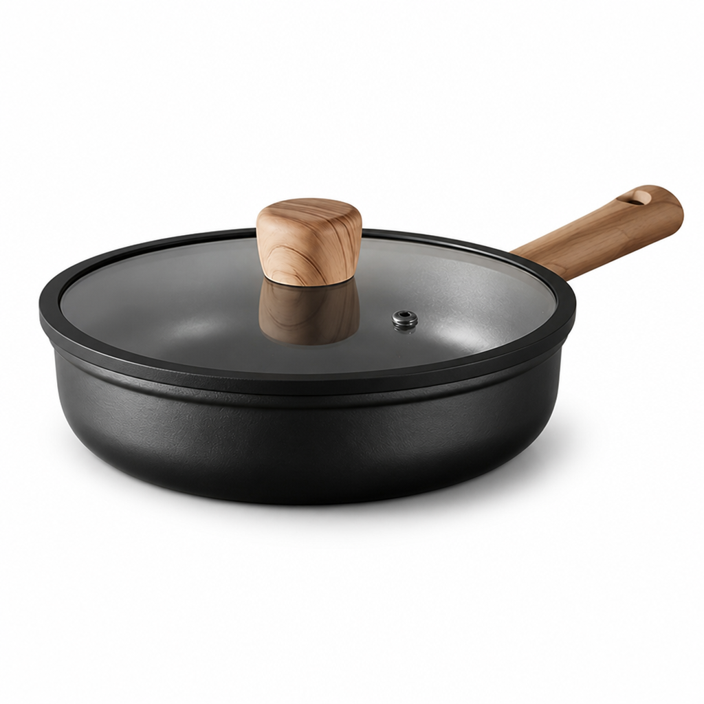 Durable Titanium Non-Stick Frying Pan With Lid (3-Pc Set)