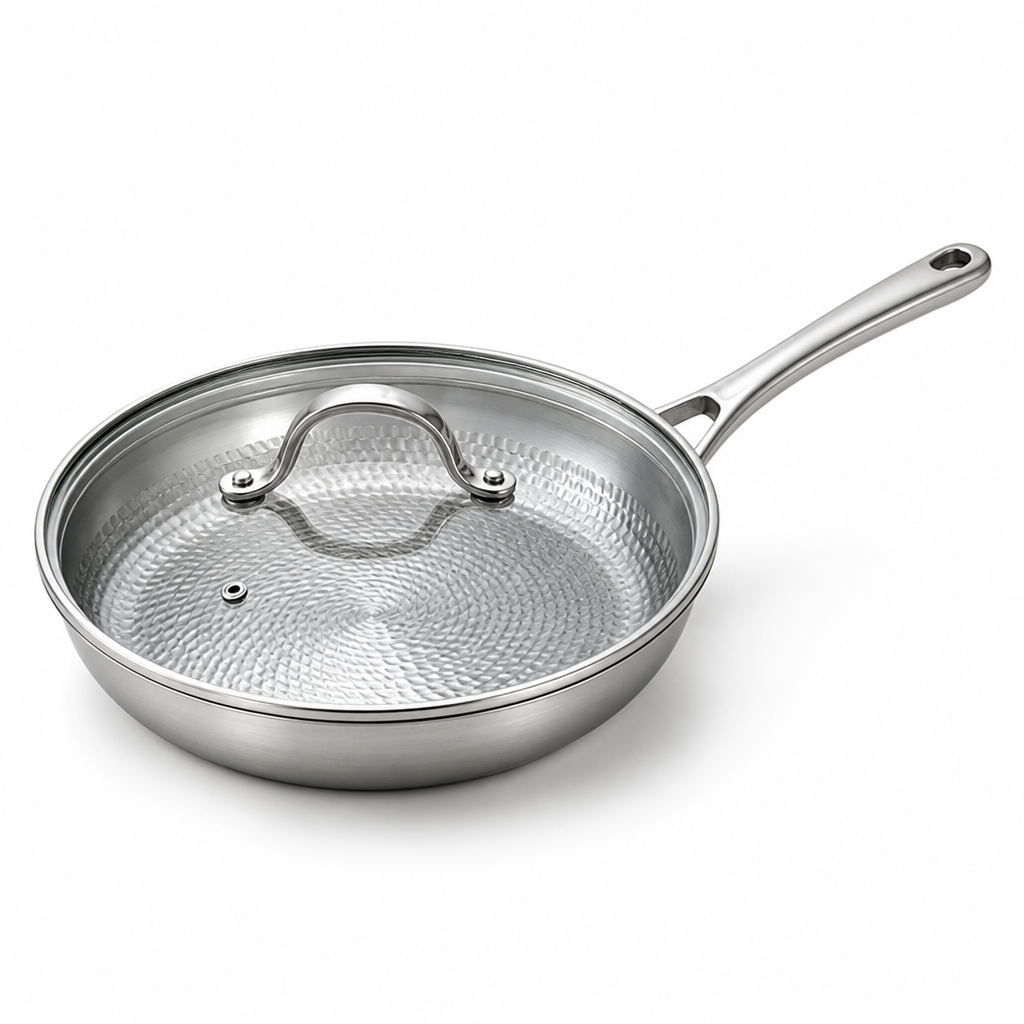 Titanium Non-Stick Hammered Frying Pan (With Lid)