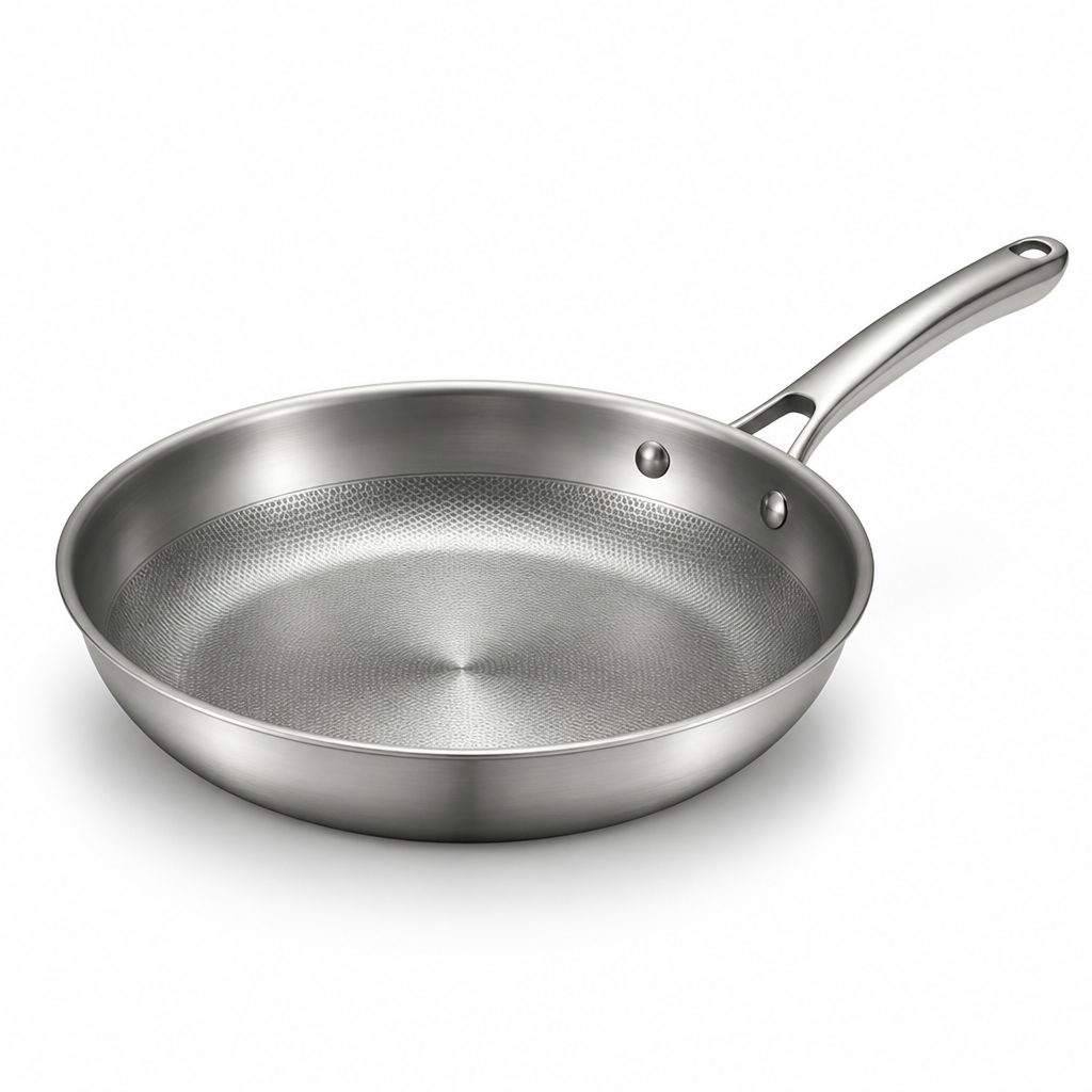 Uncoated Pure Titanium Dot-Texture Frying Pan (Induction & Oven-Safe)