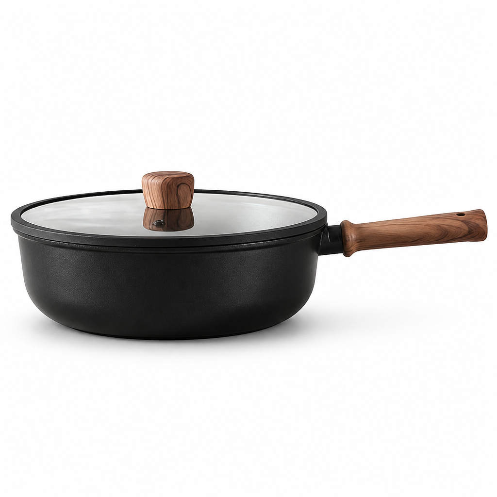 Titanium Nonstick Induction-Ready Saute Pan (Glass Lid & Felt Pad)