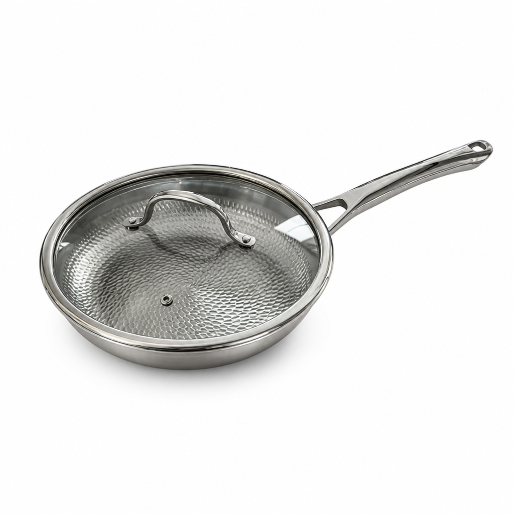 Pure Titanium Hammered Frying Pan (30 cm, With Lid)