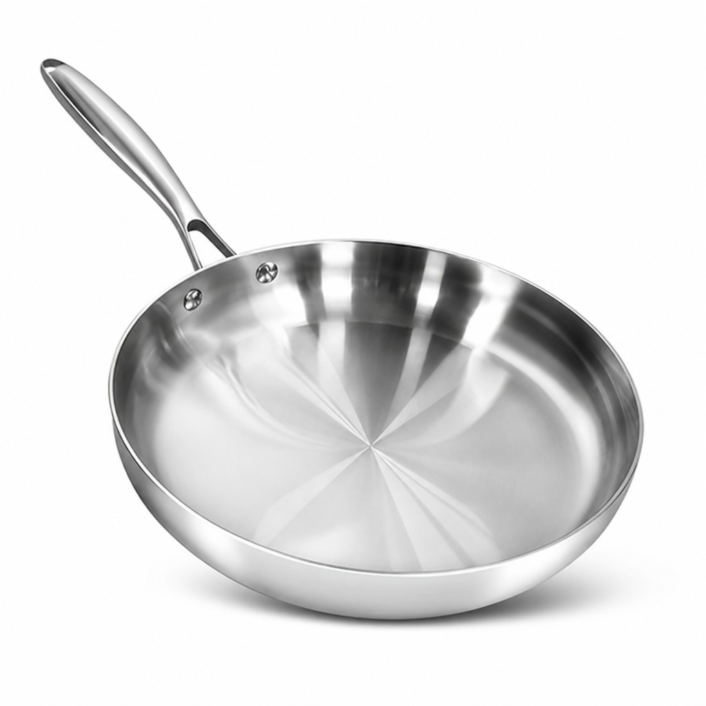 Three-Layer 316 Stainless Steel Frying Pan (Induction & Oven Compatible)