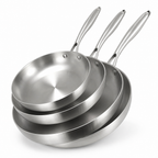 Uncoated Stainless Steel Induction & Gas Compatible Frying Pan (Multiple Sizes)