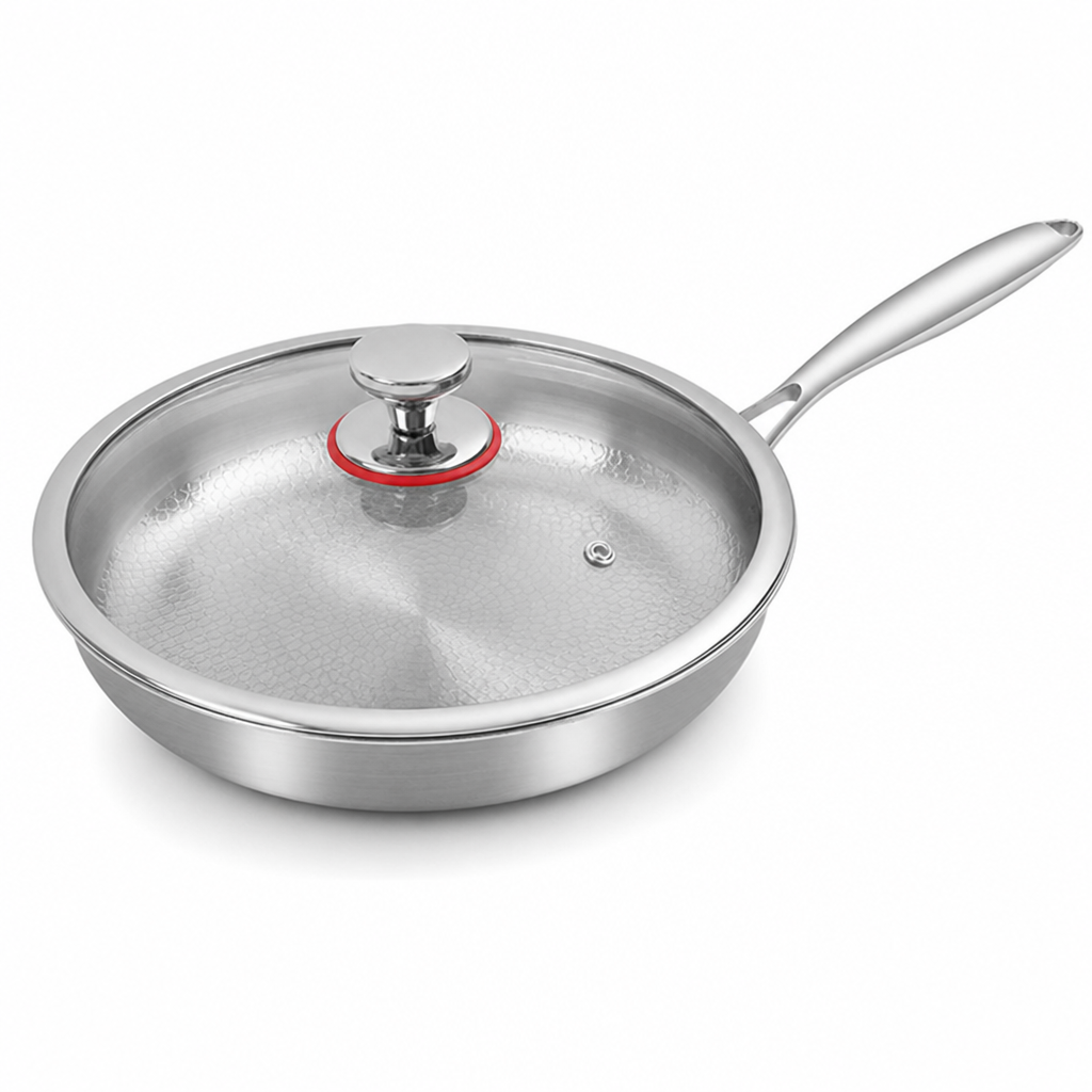 3-Layer Steel Titanium Nonstick Frying Pan (With Lid)