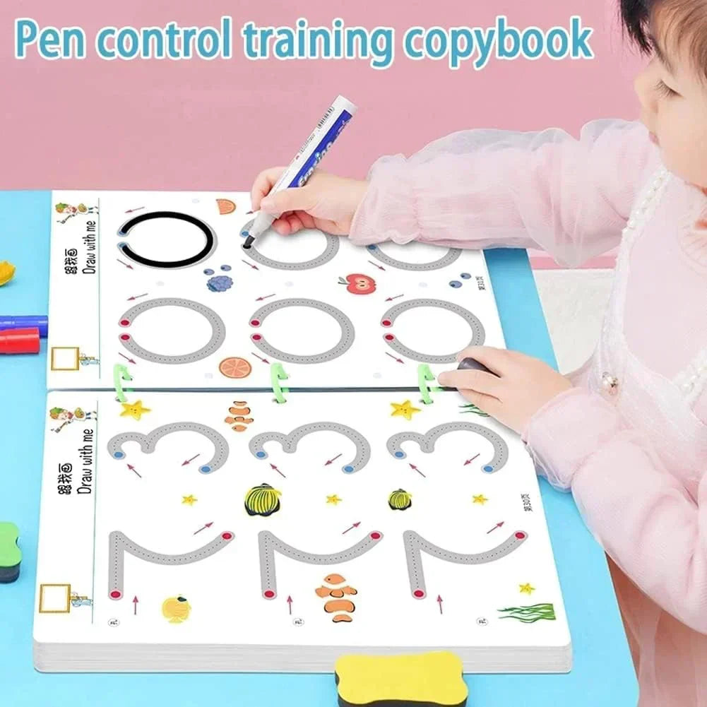 Interactive Writing Book Wipe-Clean Pages Includes Marker & Eraser