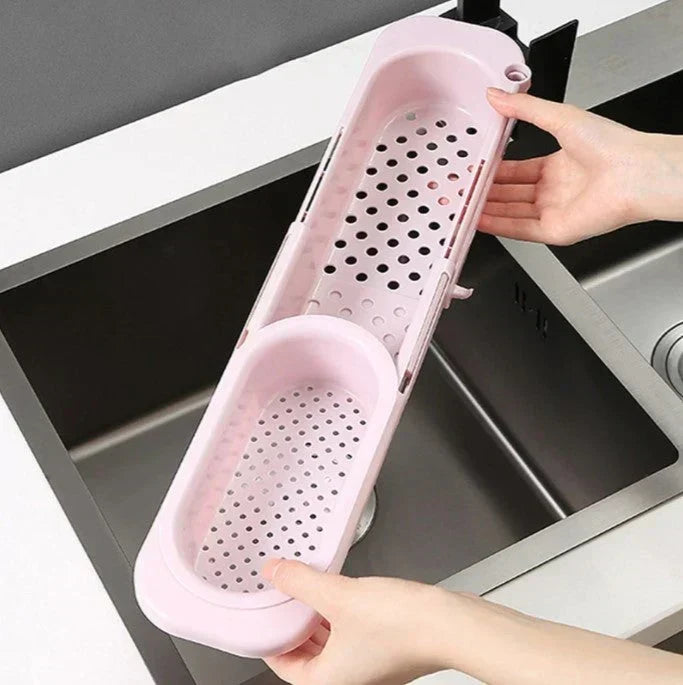 Sink Rack Telescopic Adjustable Ventilated Drainage & Towel Bar