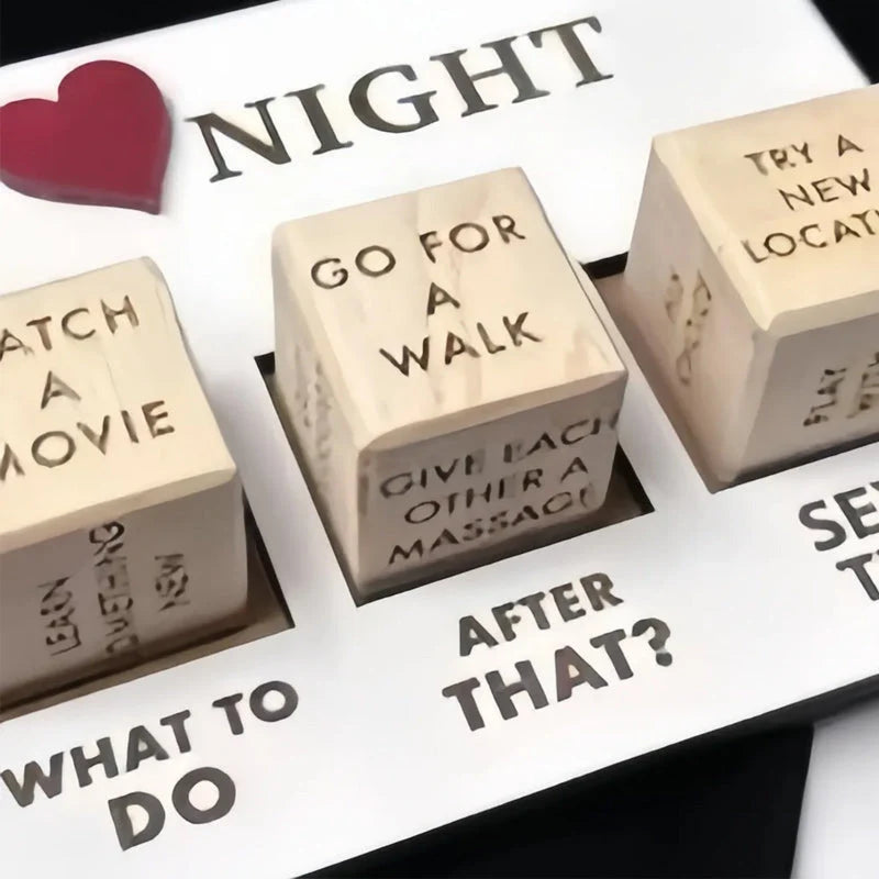 Couples Dice Game Set Natural Wood Board & Dice