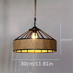 Vintage Ceiling Lamp with Hemp Rope Pendant - Rustic Farmhouse Style