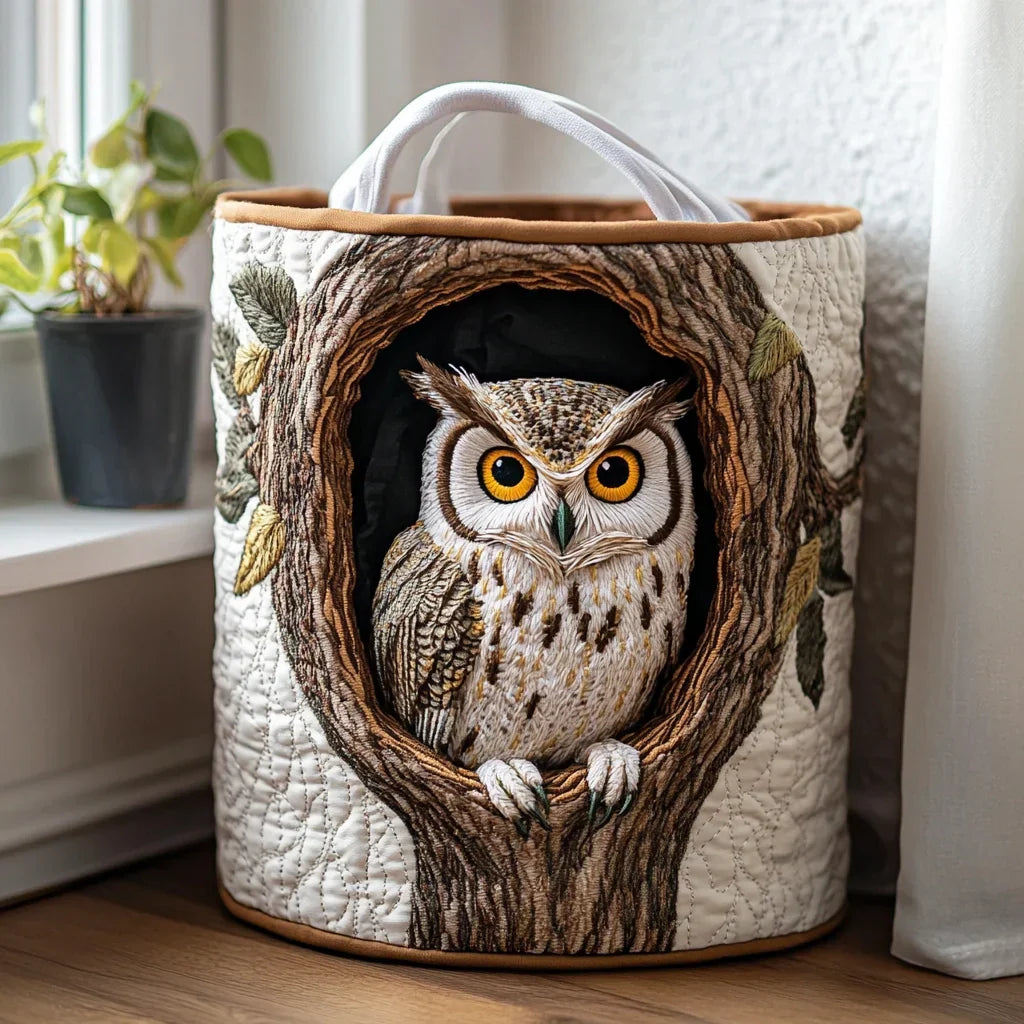 Quilted Cotton-Polyester Foldable Storage Basket