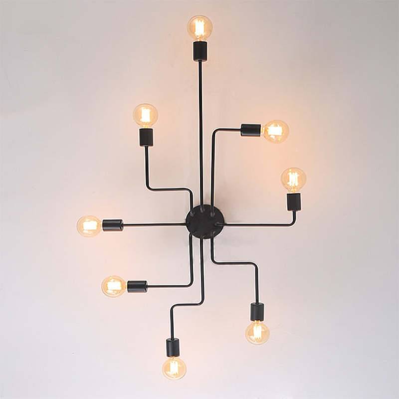 Modern Multi-Arm Sputnik Lamp - Industrial Style Black Ceiling Fixture