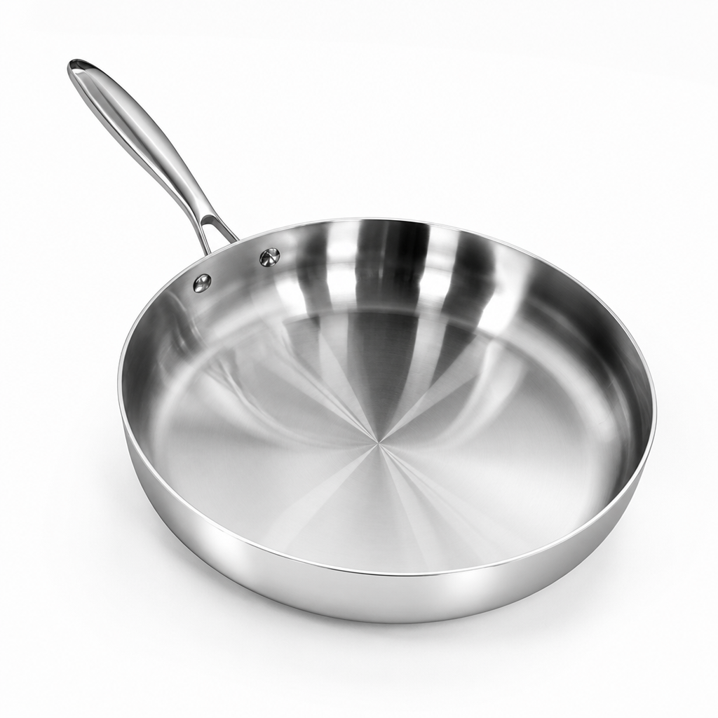 Three-Layer 316 Stainless Steel Frying Pan (Induction & Oven Compatible)