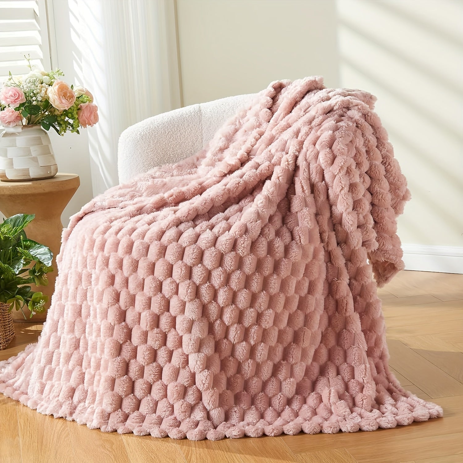 Soft Bubble Fleece Throw Blanket