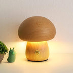 Rechargeable Night Light with Portobello Mushroom Design and Wooden Base