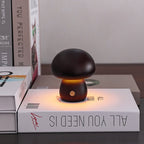 Rechargeable Night Light with Portobello Mushroom Design and Wooden Base