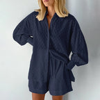 2-Piece Summer Set Blouse & Shorts Breathable Lantern Sleeve