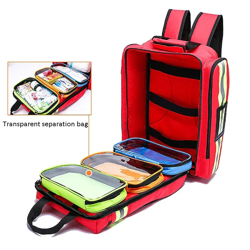 First Aid Backpack Large Capacity Multi-Layer Water-Resistant Oxford