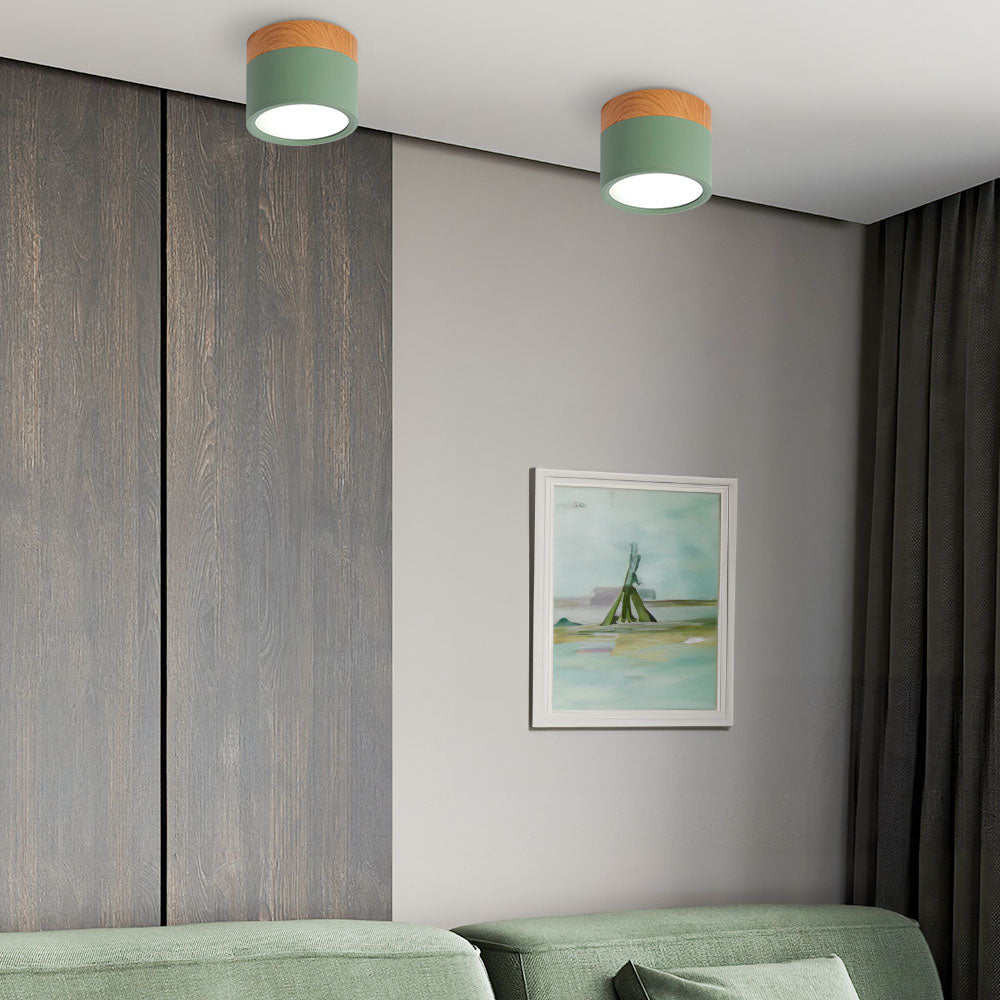 Sleek Modern LED Ceiling Fixture with Wood Accent