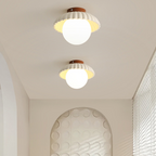 Modern Flush Mount Ceiling Light for Hallway – Glass and Metal Design