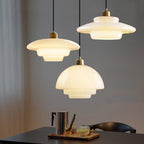 Modern Mid-Century Style White Glass Pendant Light