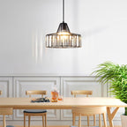 Elegant Hanging Light Fixture with Black Crystal Pendant