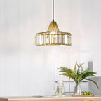 Elegant Hanging Light Fixture with Black Crystal Pendant