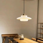 Modern Mid-Century Style White Glass Pendant Light
