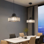 Elegant Hanging Light Fixture with Black Crystal Pendant