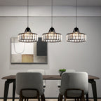 Elegant Hanging Light Fixture with Black Crystal Pendant