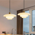 Modern Mid-Century Style White Glass Pendant Light