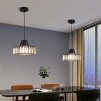 Elegant Hanging Light Fixture with Black Crystal Pendant