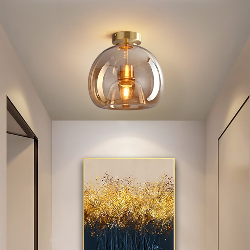 Retro Amber Pendant Light – Vintage Bubble Glass Ceiling Fixture